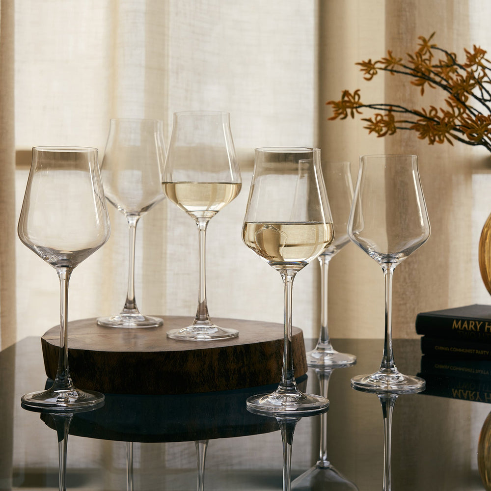 Set Of 6 Clear Alca White Wine Glass