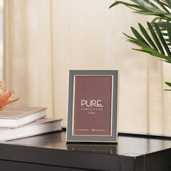 Grey and Gold Plated Enamel Metal Photo Frame - Small