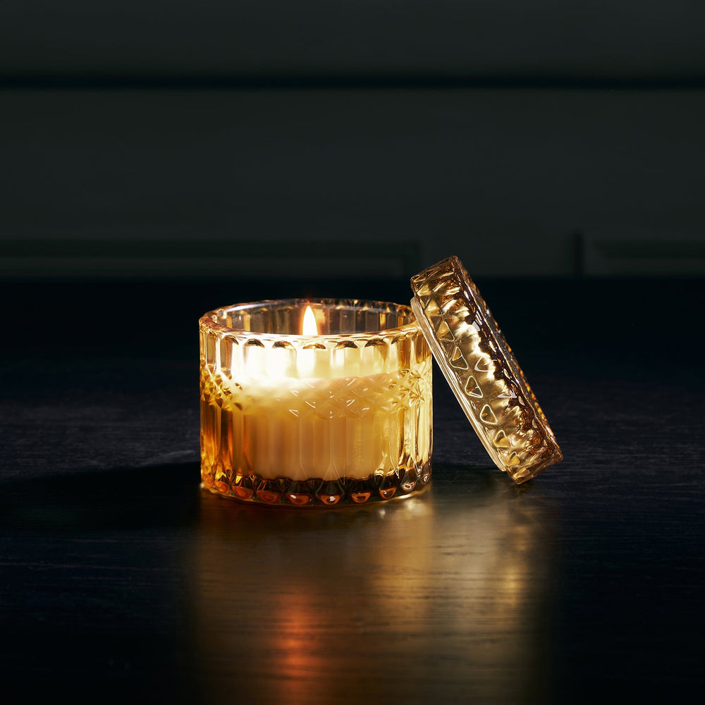 Brown Textured Glass Wax Filled Jar - Medium