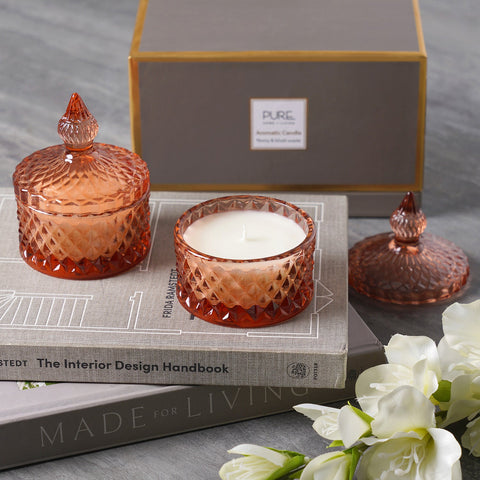 Fio Pink Wax Filled Glass Jars Small (Set-2)