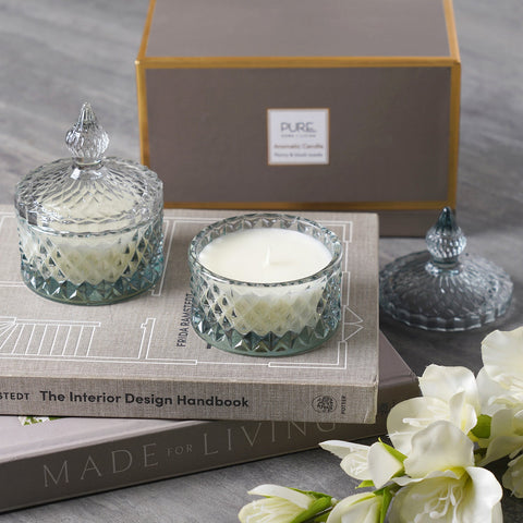 Fio Blue Wax Filled Glass Jars Small (Set-2)