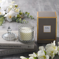 Fio Blue Wax Filled Glass Jars Large