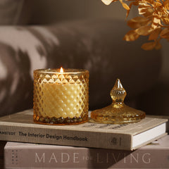 Brown Glass Wax Filled Jar With Handle - Medium