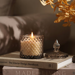 Dark Brown Glass Wax Filled Jar With Handle - Medium