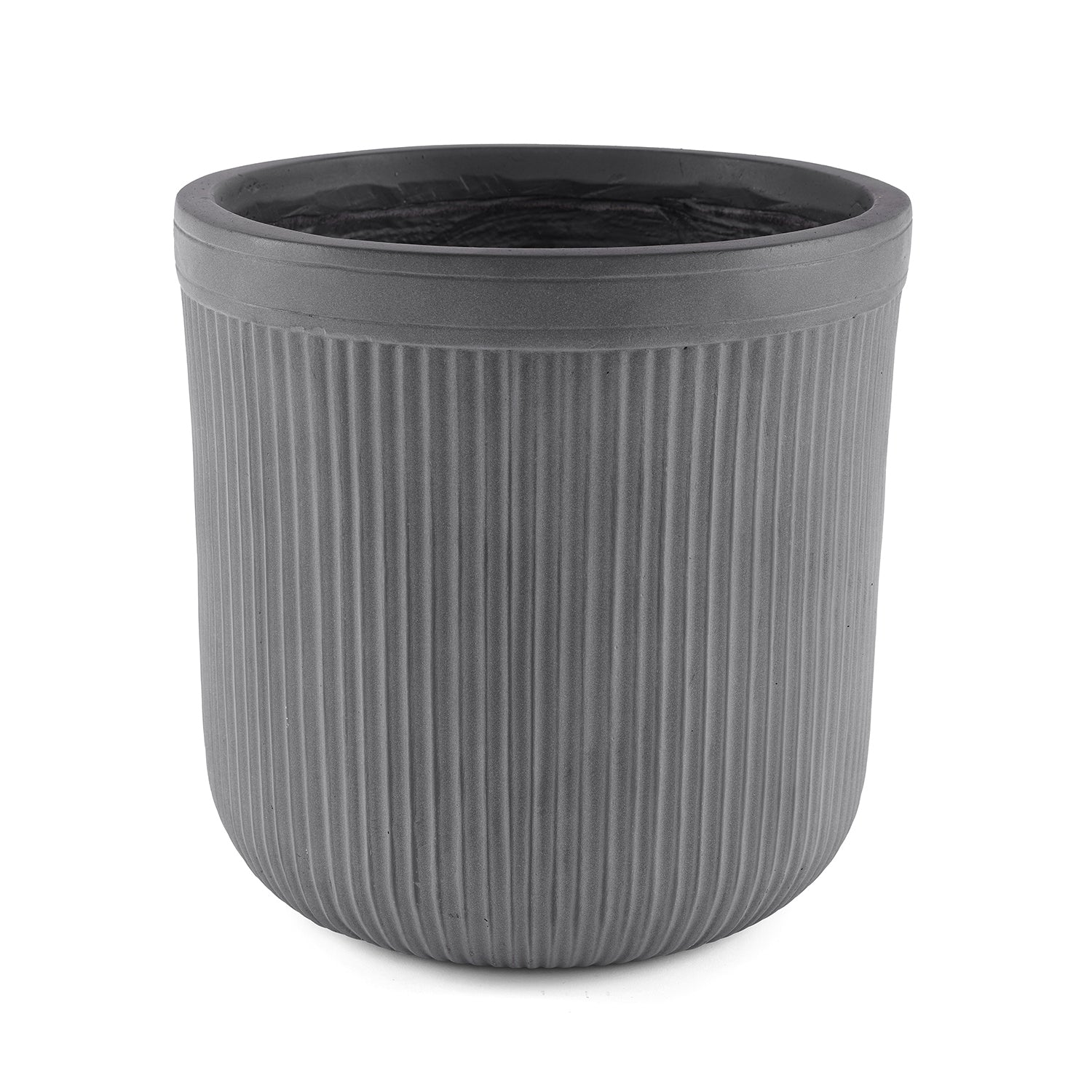 Shop Grey Vertical Ribbed Polyfibre Clay Pot Medium - at Best Price ...