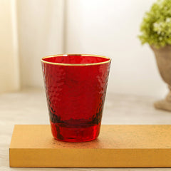 Set of 4 Ruby Red Hammered Tumbler