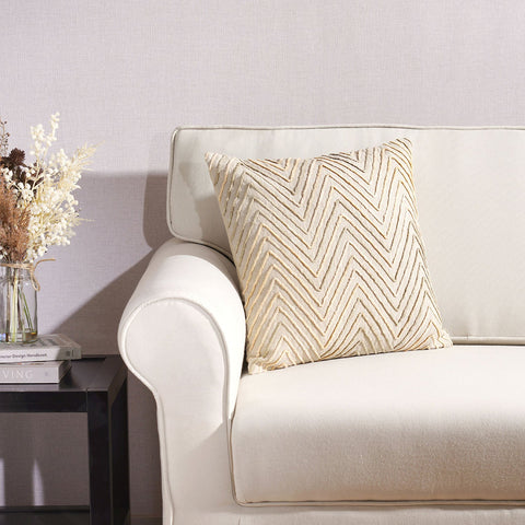 Ombre Dyed Chenille Yarn Beige Square Cushion Cover