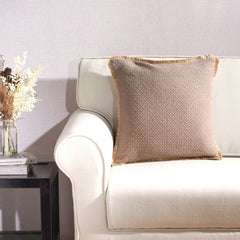 Stone Washed Jacquard Beige Cushion Cover
