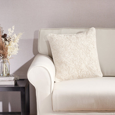 Cream-Coloured Embroidered Square Cushion Covers