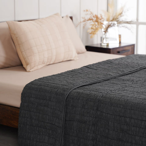 Charcoal Superfine Voile Double Bed Quilt