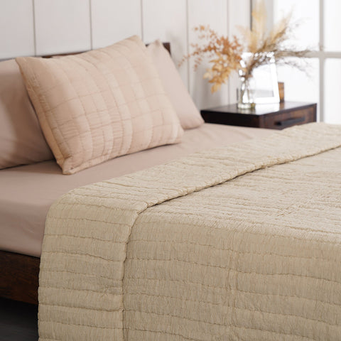Beige Superfine Voile Double Bed Quilt