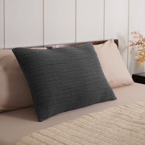 Charcoal Woven Metalass Jacquard Sham