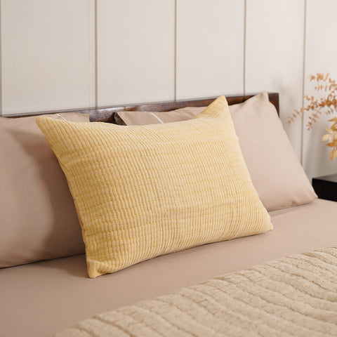 Beige Woven Metalass Jacquard Sham