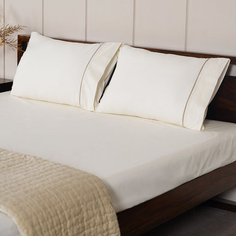 Bed Sheet piping - Ivory