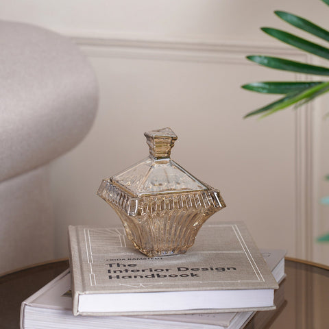 Brown Crysta Glass Candy Jar