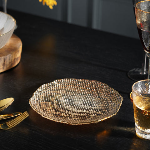 Gold Glass Fizz Textured Dessert Plate