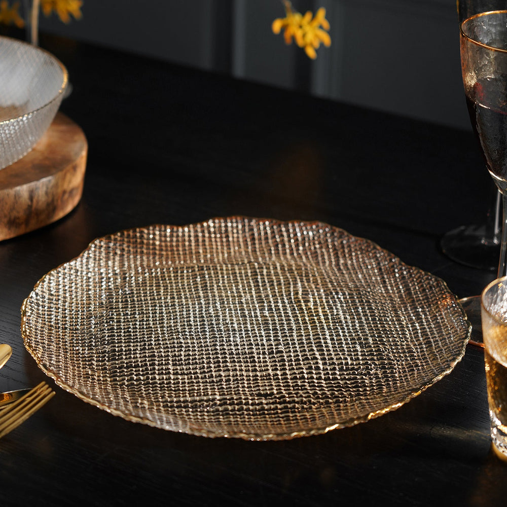 Gold Glass Fizz Textured Charger Plate
