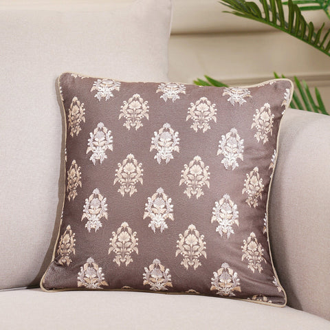 Embroidered Brown Cushion Cover