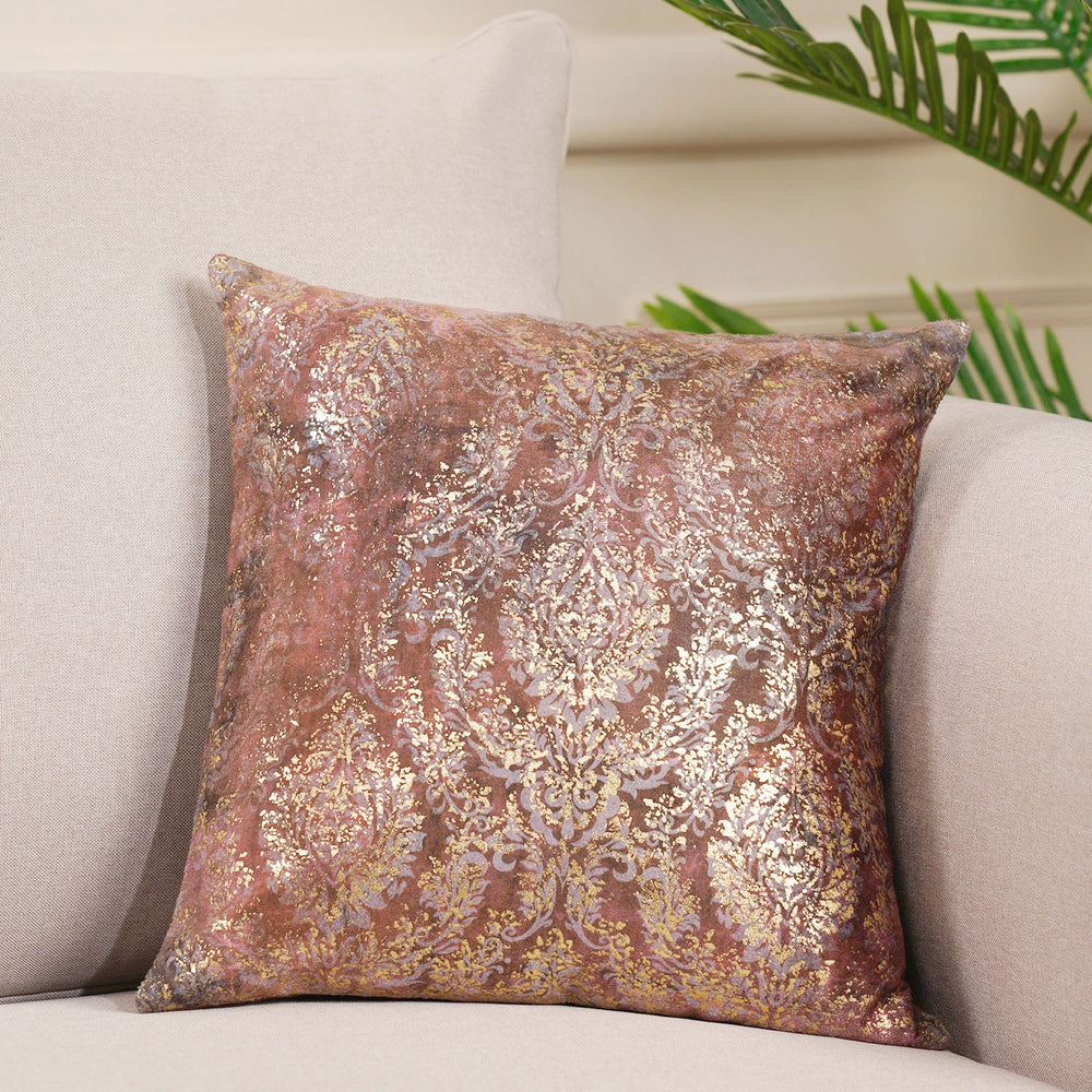 Foil Print Brown Cushion Cover