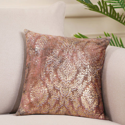 Foil Print Brown Cushion Cover