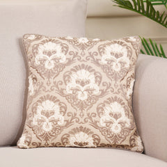 Embroidered Beige Cushion Cover