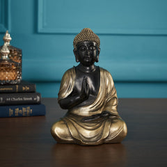 Black & Gold Polyresin Sitting Buddha