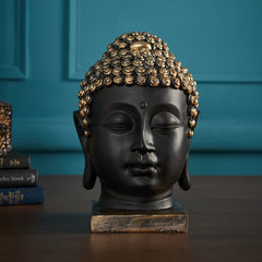 Black & Gold Polyresin Buddha Head
