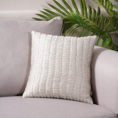 Dyed And Ruched Light Beige Cushion Cover