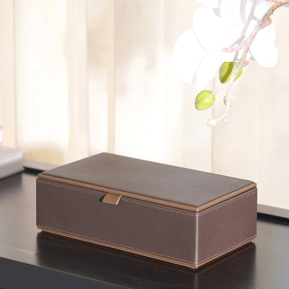 Rectangular Brown Pelle Lid Box
