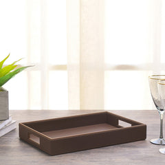Rectangular Brown Pelle Serving Tray