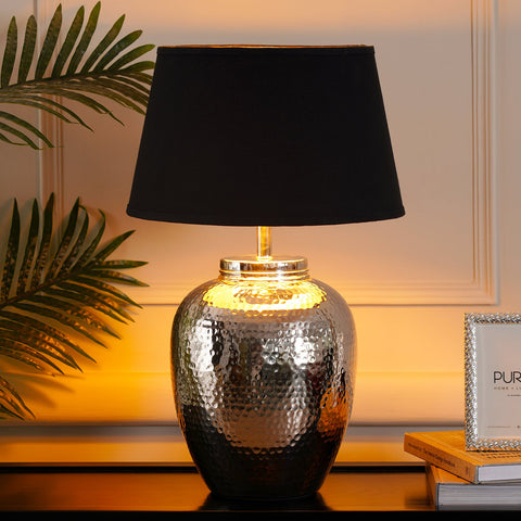 Silver Metal Table Lamp Stand Small (without shade)