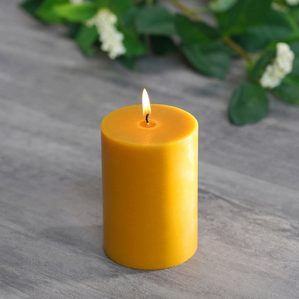 Set of 2 Mustard Divine Pillar Candle Large