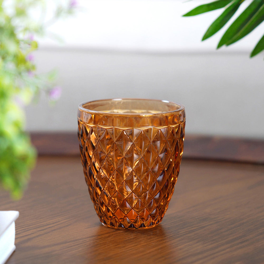 Set Of 6 Ezra Dark Amber Glass Tumbler