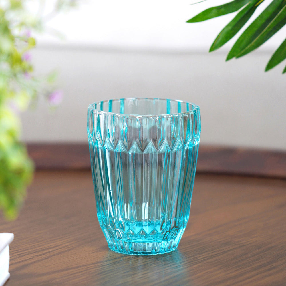 Set Of 6 Blue Ezra Pruple Glass Tumbler
