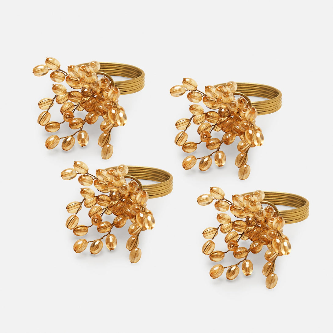 Shop Set Of 4 Gold Beaded Napkin Rings Set - at Best Price Online in India