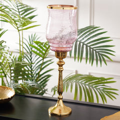 Hazel Gold Pink Candle Holder Large