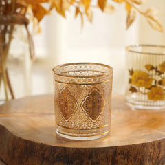 Set Of 4 Golden Floral Moorish Design Votive Holder