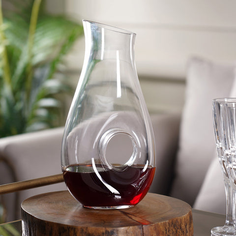 Crystal Clear Slanting Wine Decanter With Handle