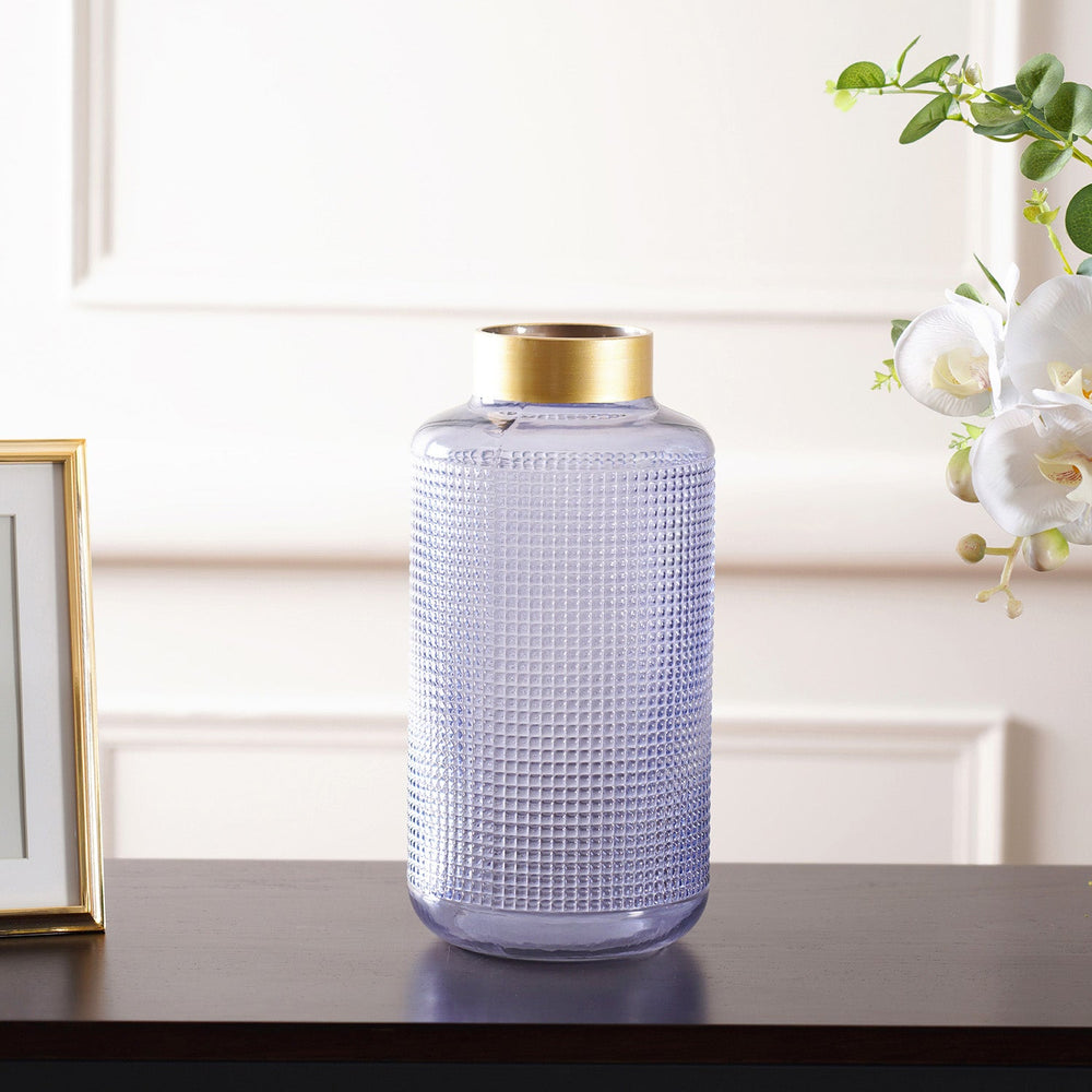 Sapphire Blue Dotted Glass Vase