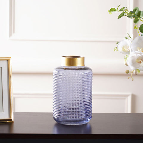 Sapphire Blue Dotted Glass Vase