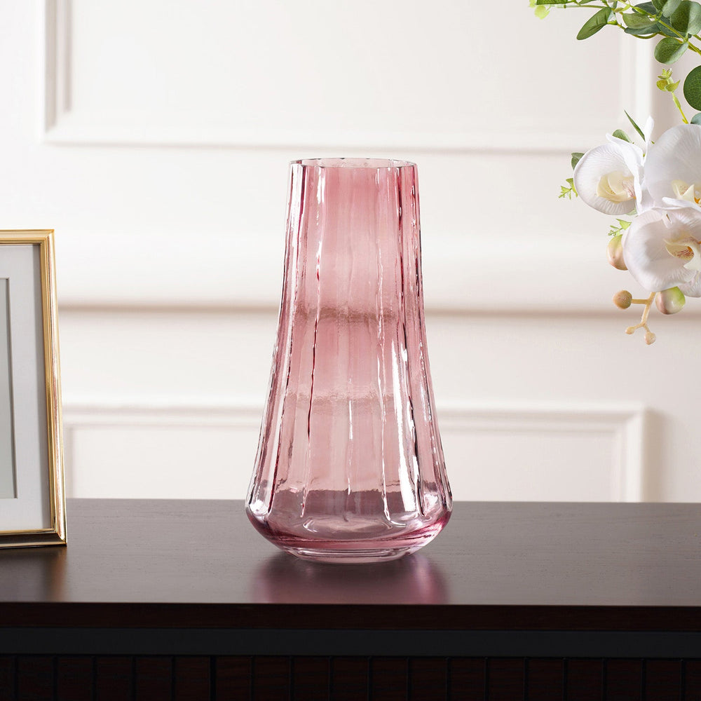 Ruby Red Textured Glass Vase