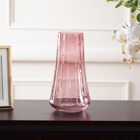 Ruby Red Textured Glass Vase