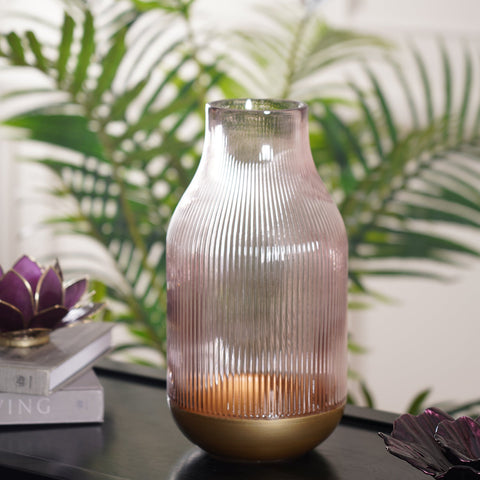 Iris Purple Ribbed Glass Vase