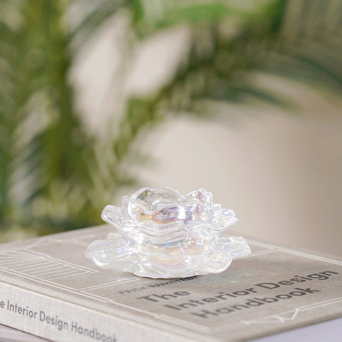Set Of 4 Lotus Clear Tea Light Votive