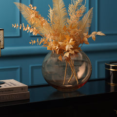 Gold Round Clear Glass Vase - Small