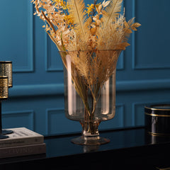 Gold Bell Shaped Clear Glass Vase - Large