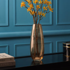 Gold Tapered Cylindrical Clear Glass Vase