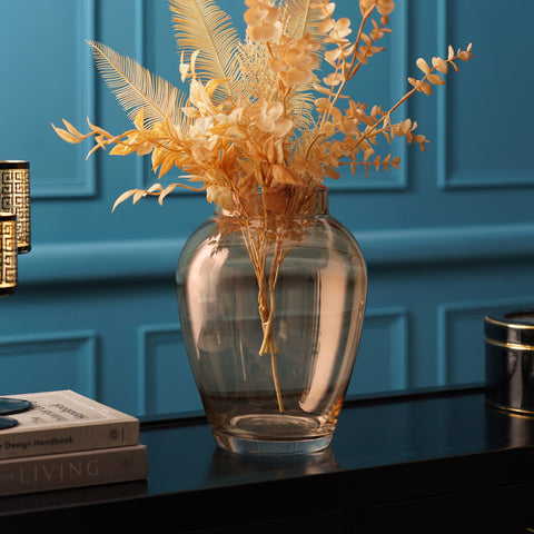 Gold Rounded Clear Glass Vase - Large