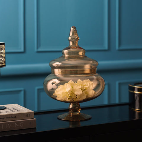 Gold Clear Glass Candy Jar - Large