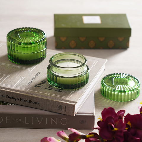 Emerald Green Wax Filled Jar (Set-2)